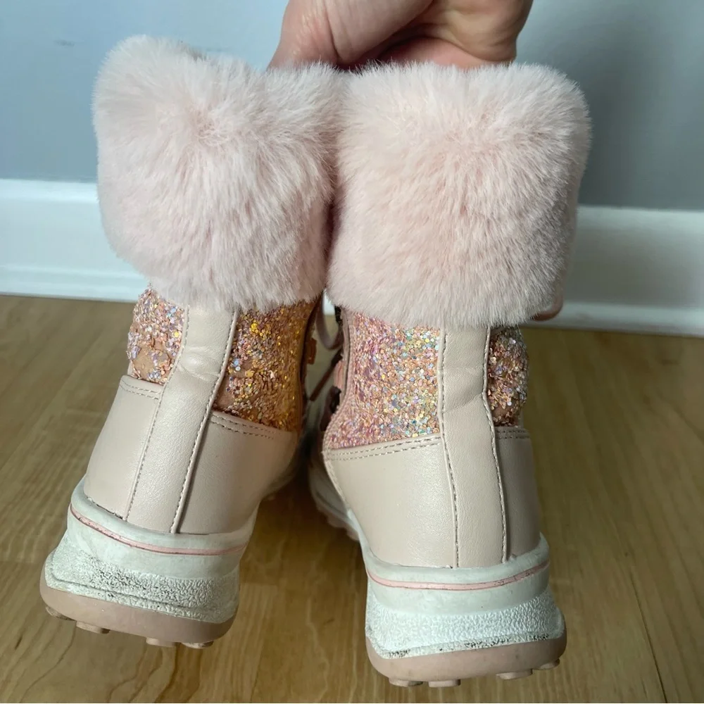 Kelly & Katie Lil Anna Snow Boots Kids' Girl's Pink Size 11M Faux Fur Sparkle